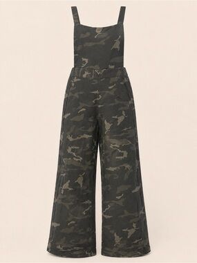 Moon Orchid Camo Wide Leg Overalls Jumpsuit Hidden Side Zip L